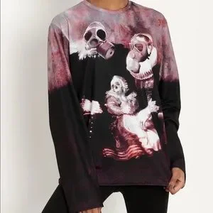 Blackmilk Tops Blackmilk Gas Mask Skulls Long Sleeve Bftsize - Main Image